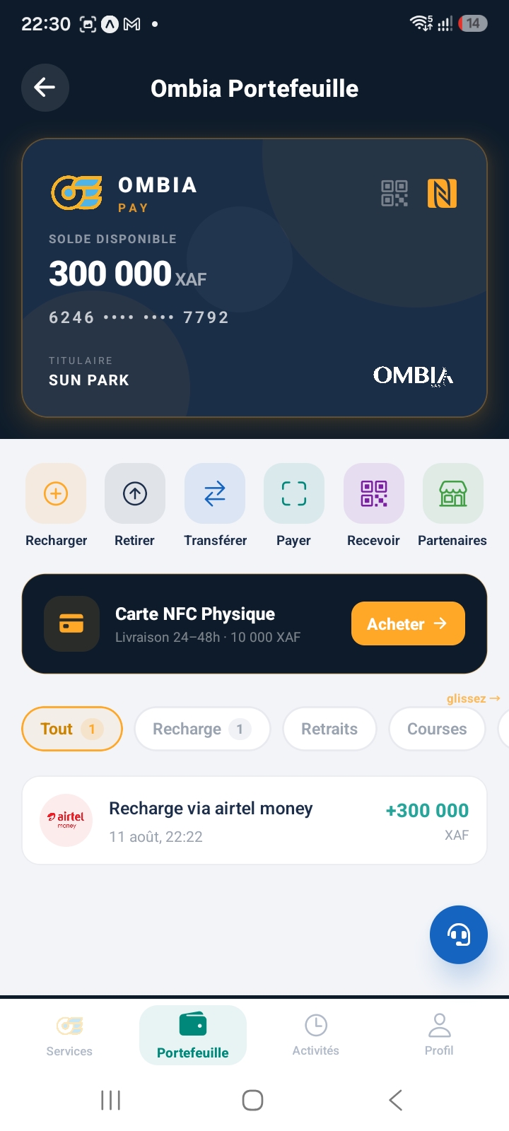 Ombia Express — portefeuille